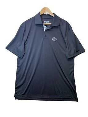 Levelwear Polo Mens Large Black Ridge CC Logo Golf Performance Short Sleeve
